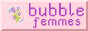 an 88x31 button with my site name on it over a pink background with a bubble holding a flower
