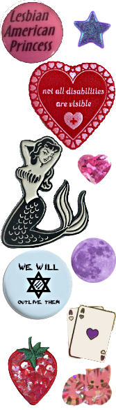 a collections of misc deocrative pins