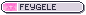 a small grey button with the feygele pride flag to the left and text to the right that says in all caps feygele