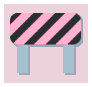 a pink and black construction bar emoji on a pink background with a white border.